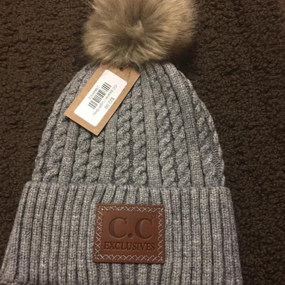 Gray cc beanie